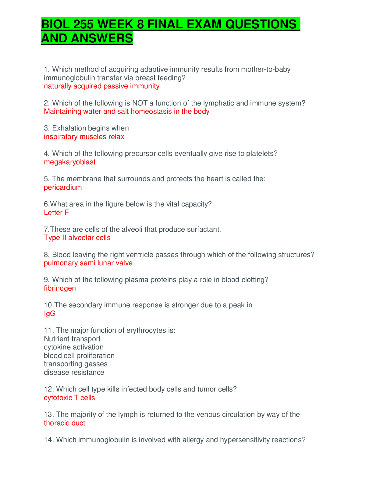 Preview image for BIOL 255 WEEK 8 FINAL EXAM QUESTIONS AND ANSWERS COMPLETE GUIDE